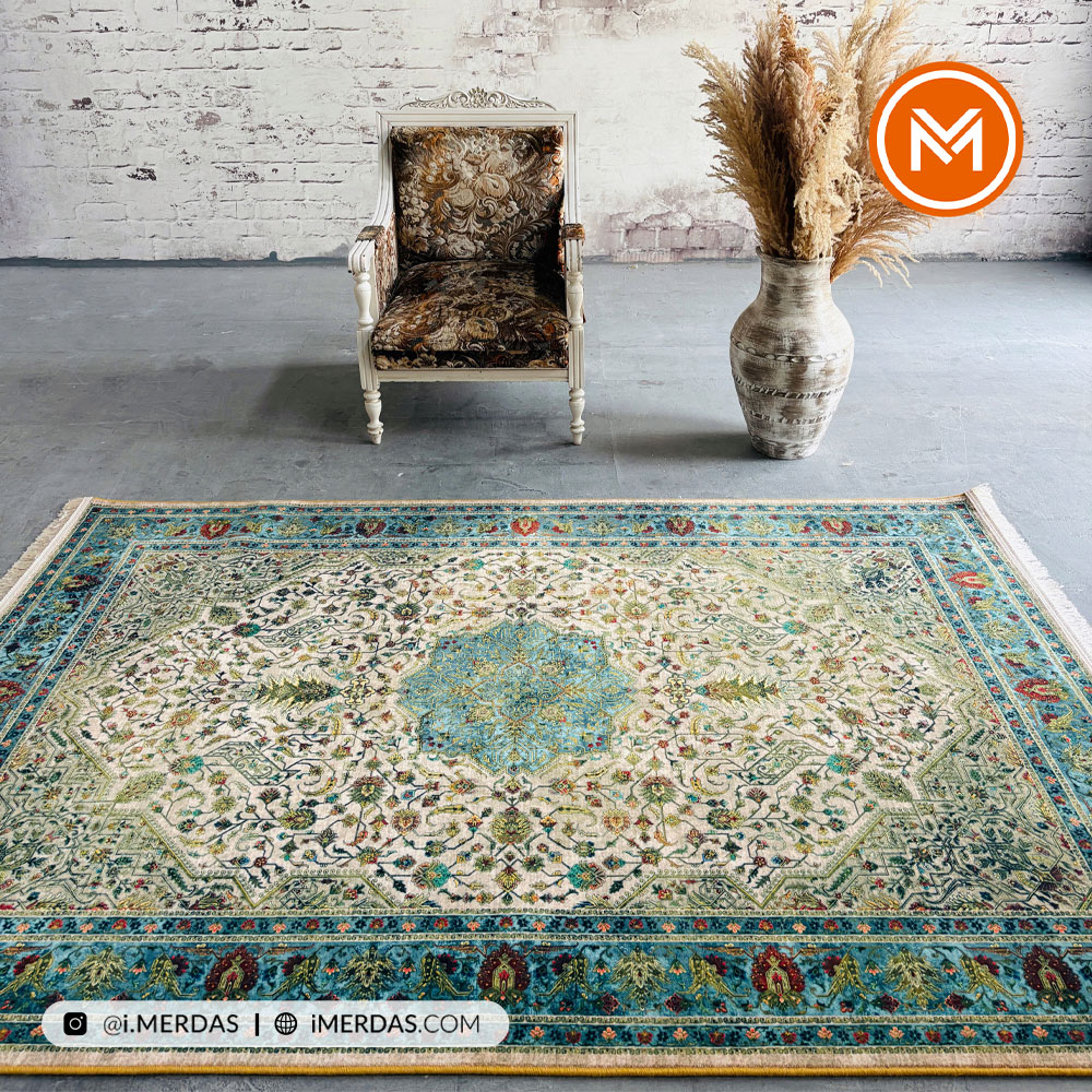 فرش کهنه نما کد Q03103 زمینه تمام رنگ